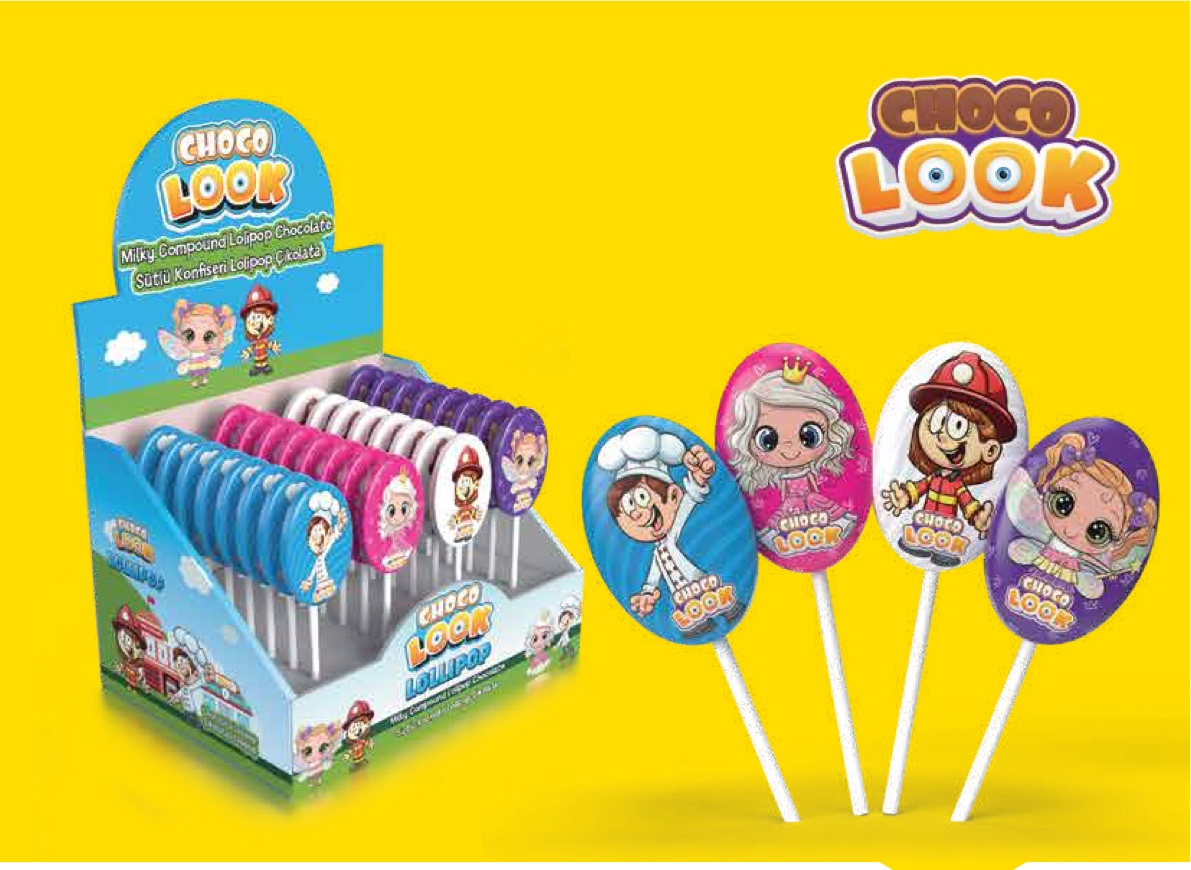 CHOCO LOOK Lollipop Milch-Kokolin (22grx24 Stückx6 Disp