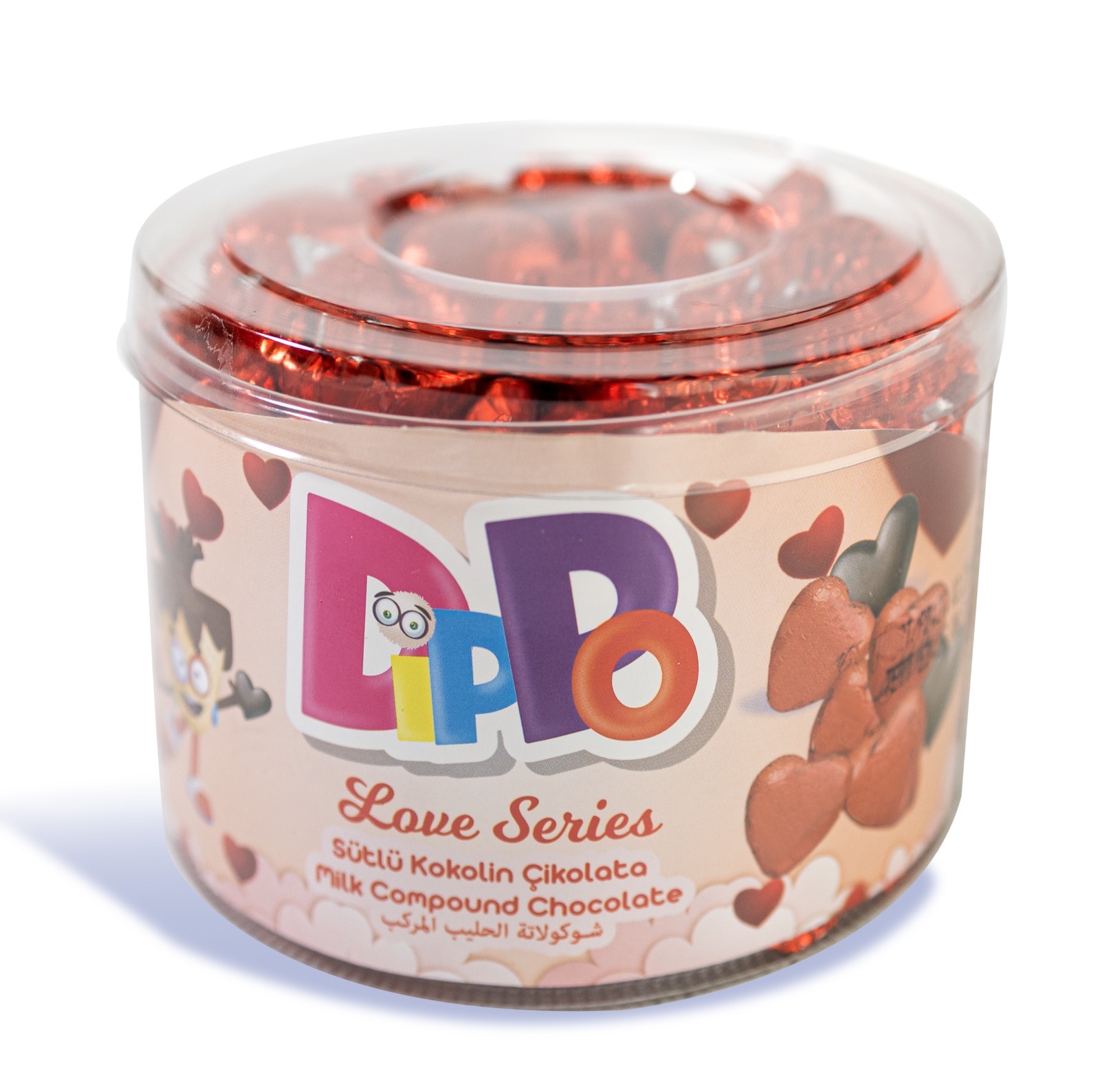 DIPPO Heart Milk Chocolate Coated Crisps (5gx100pcsx12acetate)