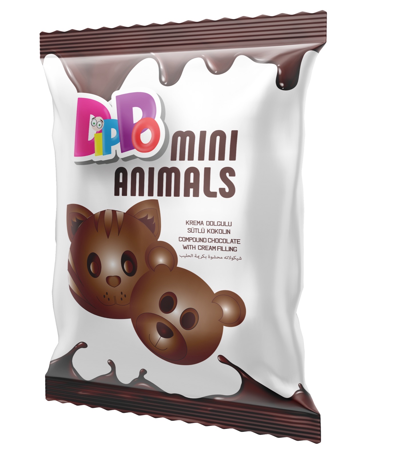 DIPPO MINI ANIMALS MILK CHOCOLATE COATING (7g*125pcs*8disp)