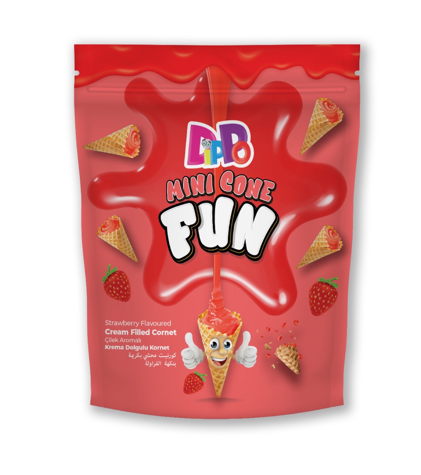 DIPPO strawberry flavour mini cone doypack (70g*18pack)